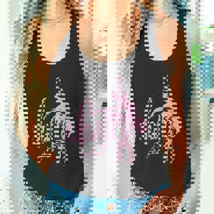 ピンクのバレエダンサー、スクリプトダンスレタリングデザイン。 タンクトップ