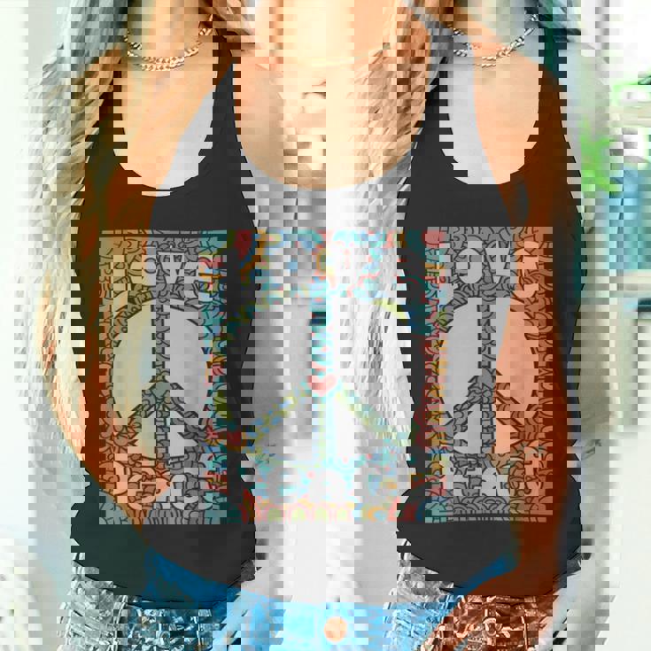 ピースサイン Love 60年代 70年代 タイダイ ヒッピー コスチュームシャツ タンクトップ