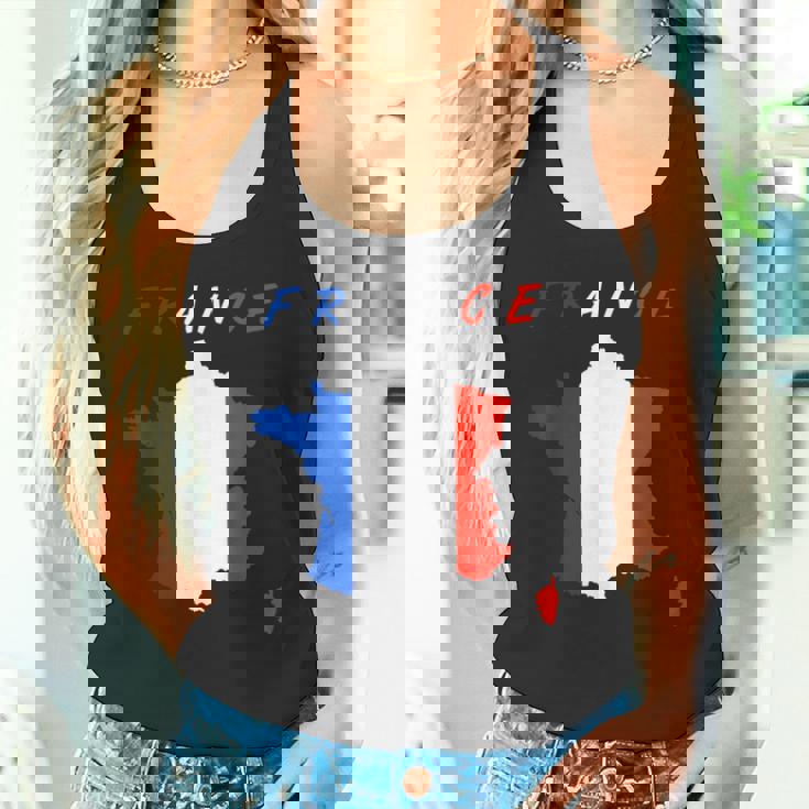 フランスの地図の中のフランス国旗tシャツ タンクトップ