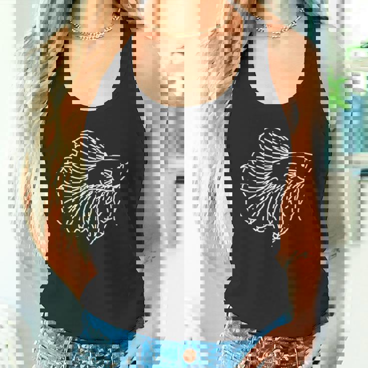 ベタ ラインアート アクアリウム 熱帯魚デザイン 長袖tシャツ タンクトップ