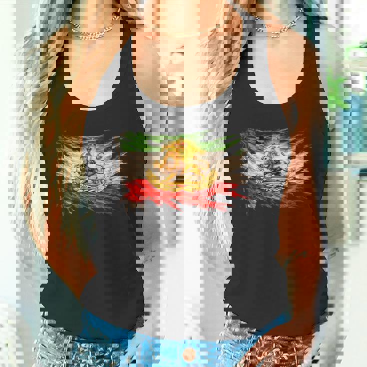 ライオンと太陽のエンブレムが付いたイランの国旗、ヴィンテージペルシャ遺産。 タンクトップ