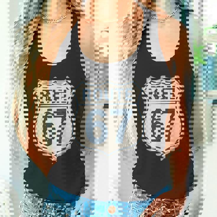 レトロ ルート 67 ハイウェイ サイン ヴィンテージ ロード ノスタルジア タンクトップ