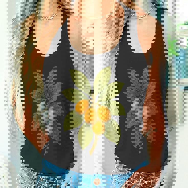 ヴィンテージ ボタニカル ビワ 自然 フルーツ アートプリント タンクトップ