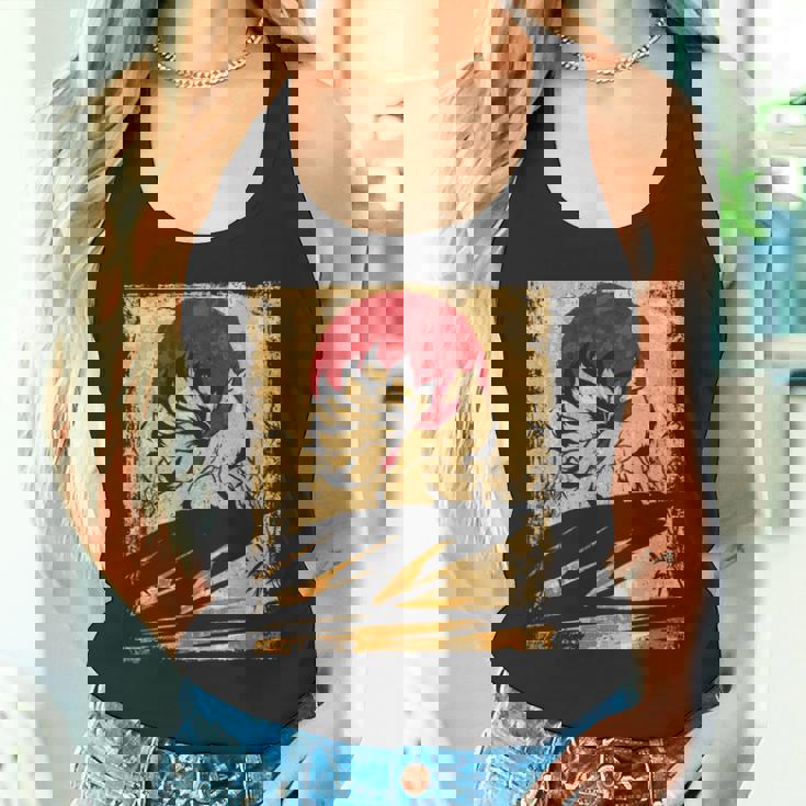 九尾の狐 日本のレトロアート 長袖tシャツ タンクトップ