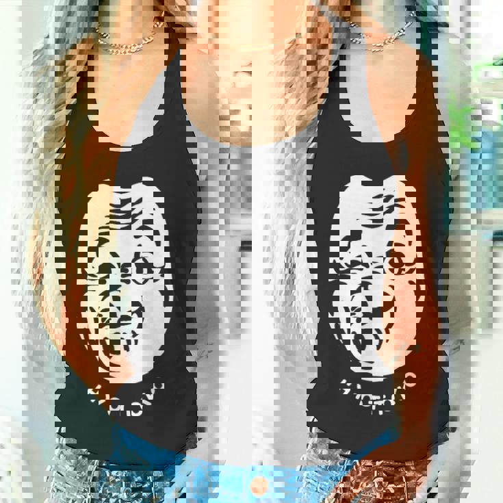 伝統的な日本のマスク、ひょっとこ様式デザイン。 タンクトップ