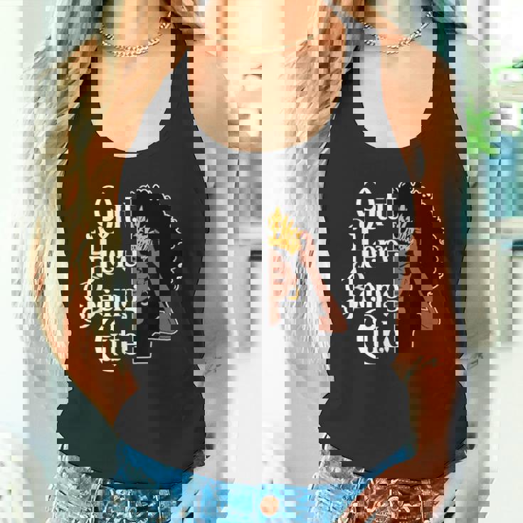 可愛いアフロ黒ギャルメラネティッドソープソウル タンクトップ