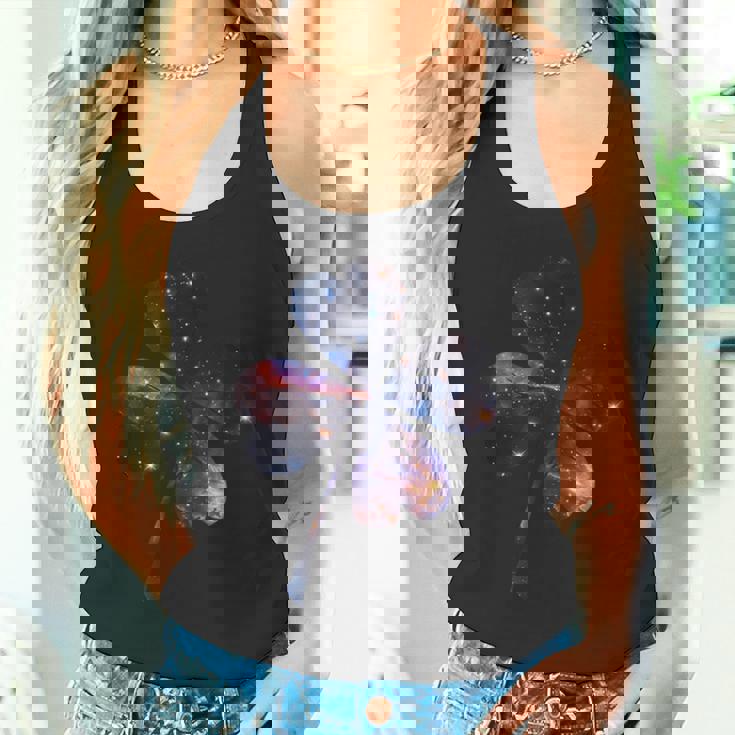 四つ葉のクローバーのシルエット 宇宙 美的 ギャラクシー タンクトップ