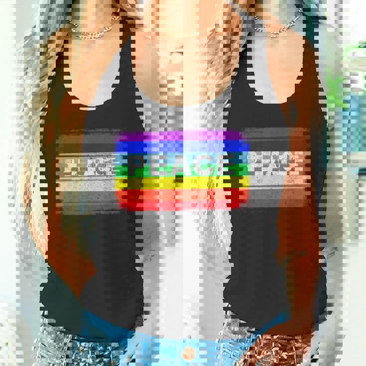 平和 シンボル 国旗 色 戦争反対 虹 Peace No Warintage タンクトップ