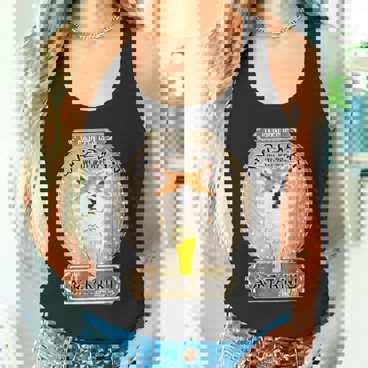 幸せはビールを持つ老人にあり 秋田犬 タンクトップ