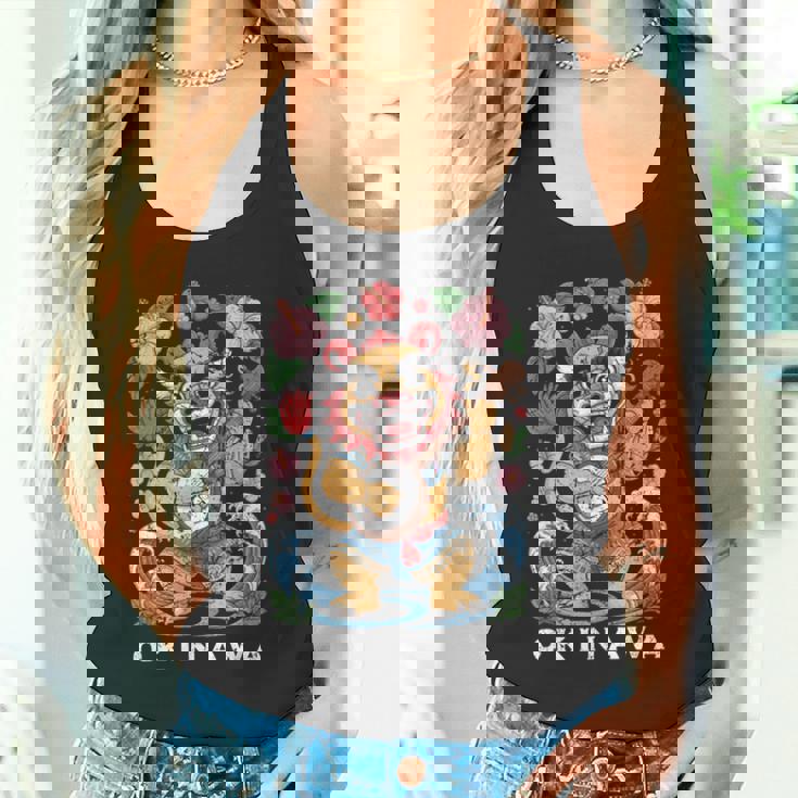 沖縄シーサーガーディアンライオン日本民俗土産デザイン タンクトップ