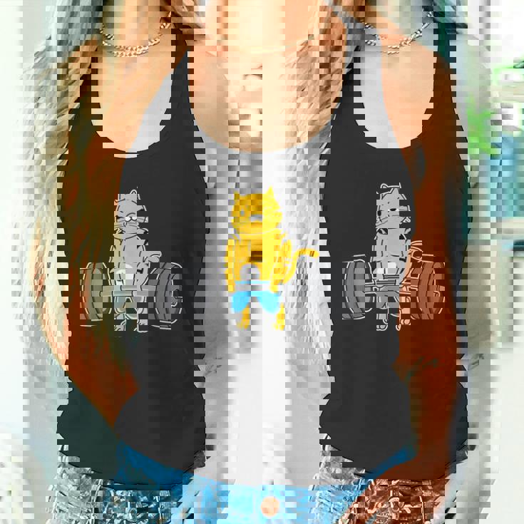 猫 デッドリフト パワーリフティング ウェイトリフティング 猫好き タンクトップ