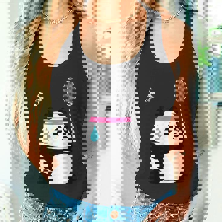 疲れきったバドミントンパンダ 面白いかわいいシャトルコック動物 タンクトップ