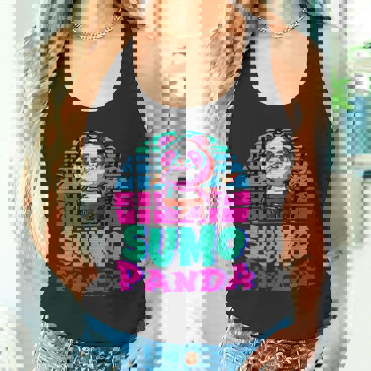 相撲パンダ力士ベーパーウェーブ和風美学 タンクトップ