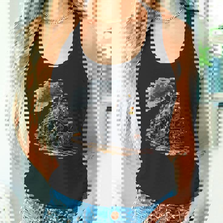 蒸気機関車 鉄道 機関車 ギフト 蒸気機関車 長袖tシャツ タンクトップ