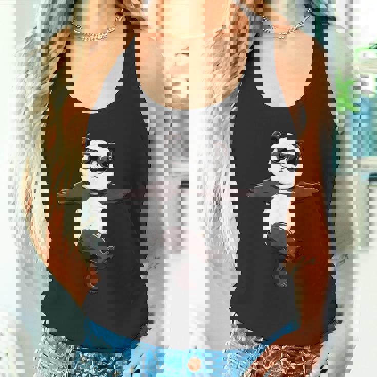 面白いパンダダンシングダンスポーズサングラス タンクトップ