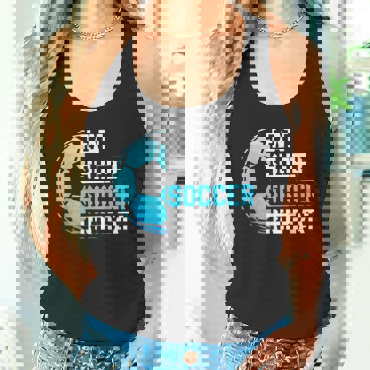 食べる、寝る、サッカーを繰り返す、面白いスポーツ、サッカー愛好家 タンクトップ