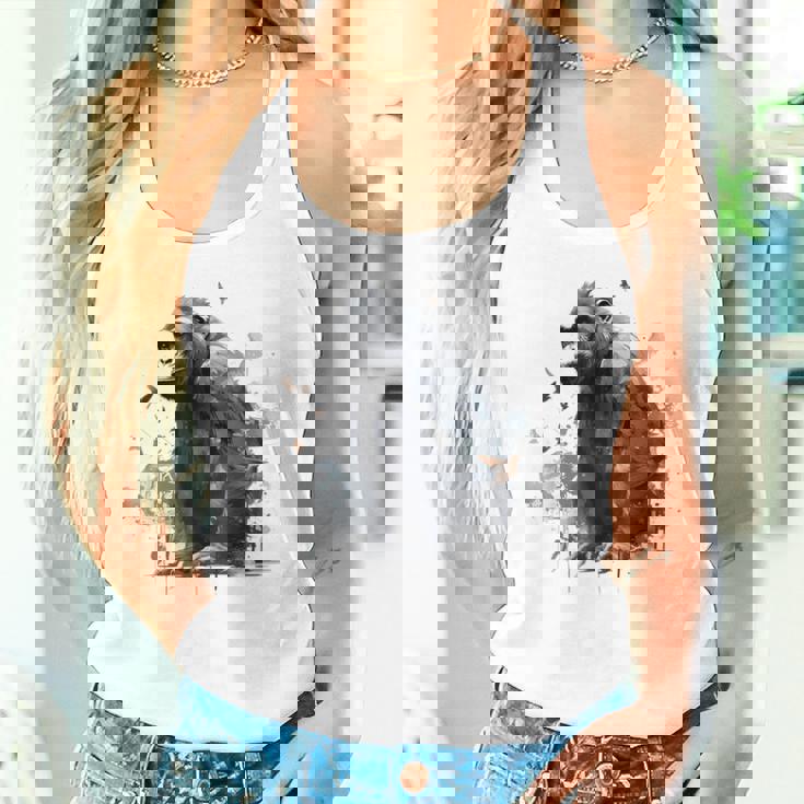 Gorilla Lover アートワーク 鳥 動物 モチーフ ゴリラ タンクトップ