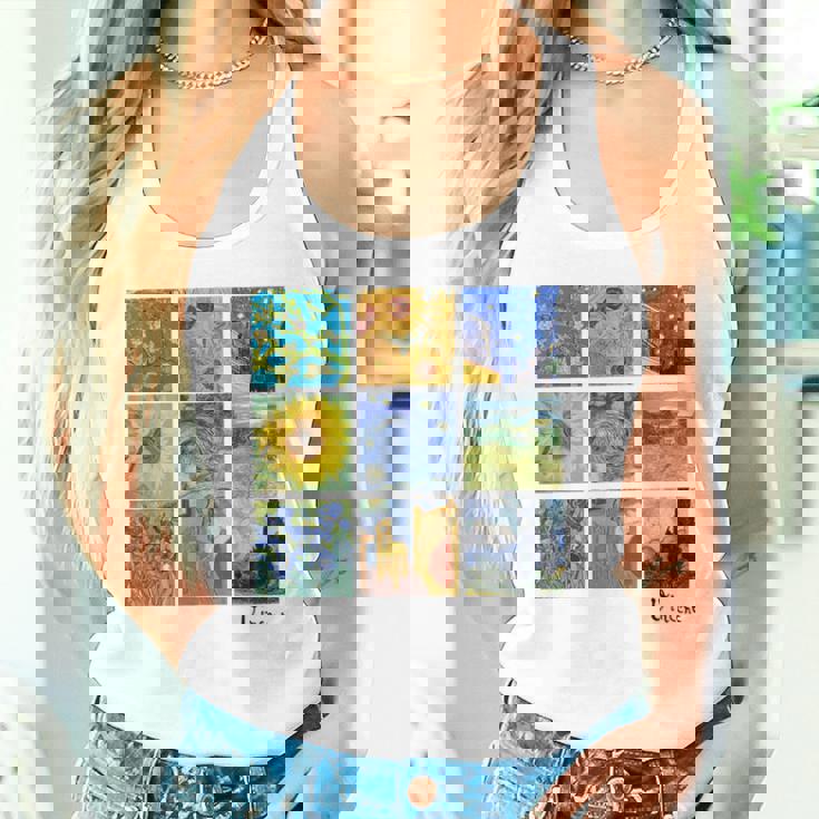 ひまわりと星月夜のゴッホ絵画コラージュ タンクトップ