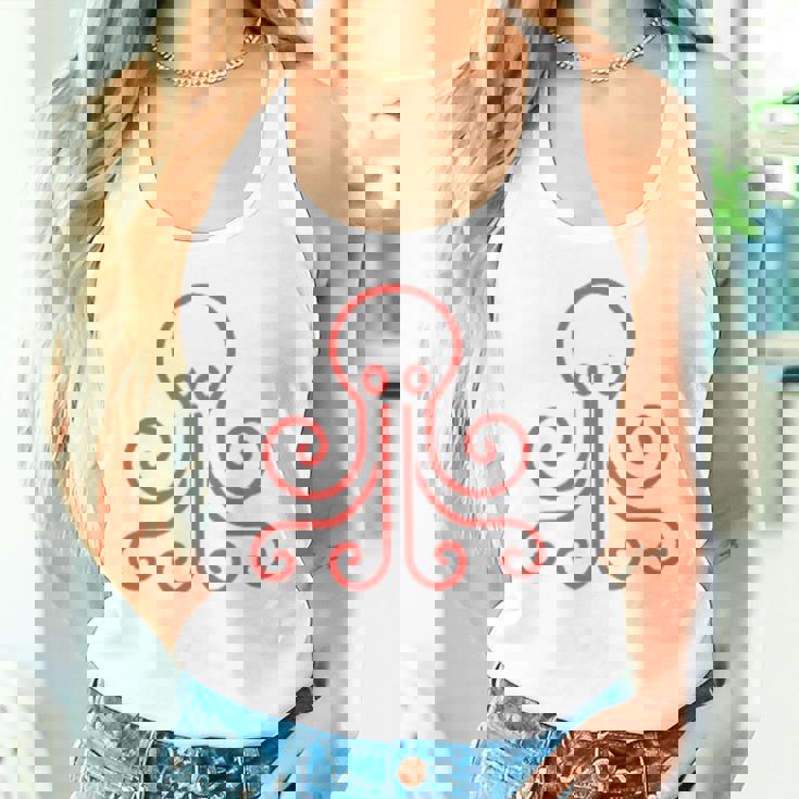 イカ 動物 面白い小さなタコ シンプルなイカ タンクトップ