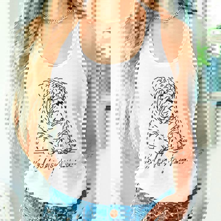 イングリッシュブルドッグ ママ ブルドッグ ママ キュート ラインアート 犬 アーティスティック タンクトップ