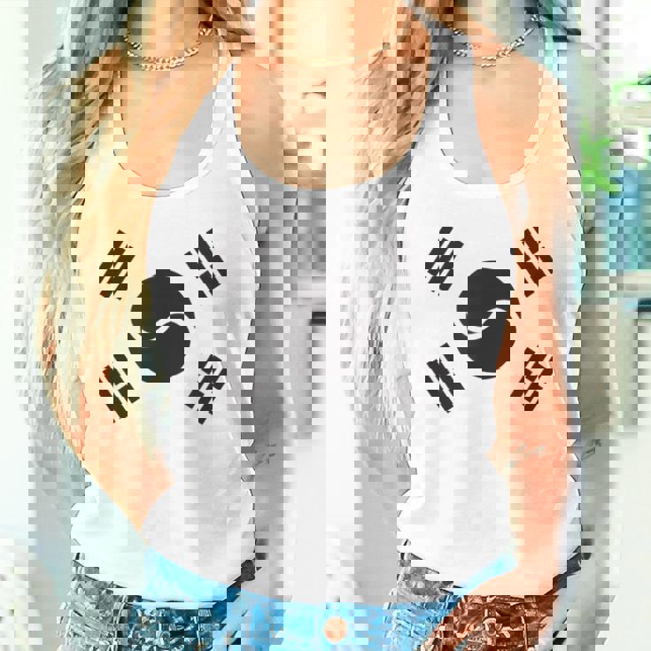 大韓民国 様式化された韓国国旗 ブラック タンクトップ