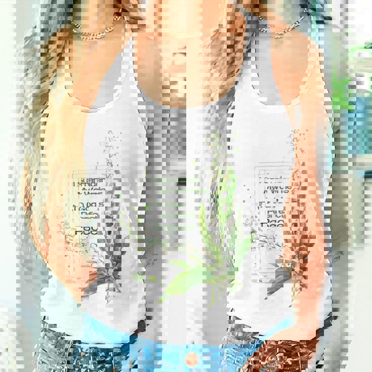 水彩 スズラン キリスト教の祈り タンクトップ