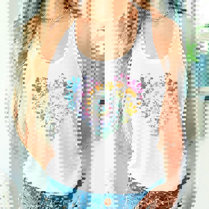 バックプリント 犬の足跡 犬 ペット 足跡 プリント 長袖tシャツ タンクトップ