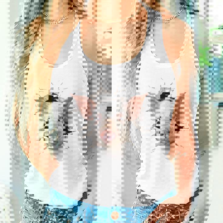 豚 アニマル柄 グラフィック 図面 イラスト 顔 豚 タンクトップ