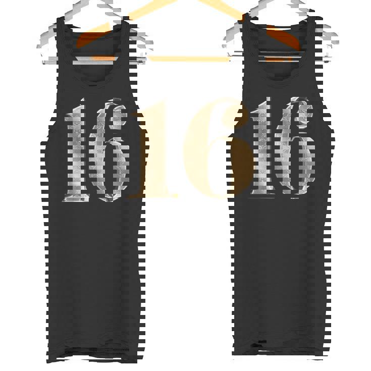 16 16 誕生日 お気に入り 数字 フルール・ド・リス デザイン タンクトップ