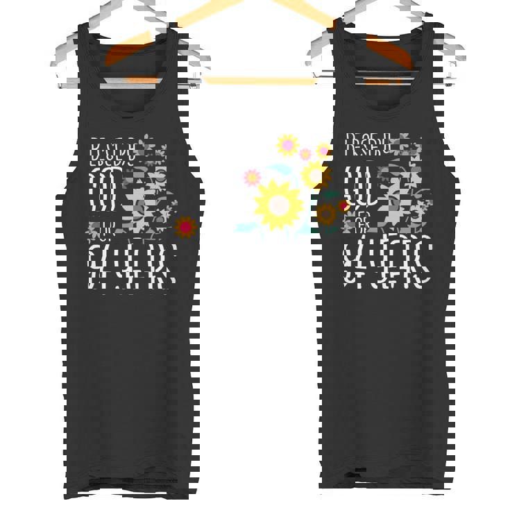 94歳の神に祝福され 可愛いひまわり 94歳の誕生日 長袖tシャツ タンクトップ