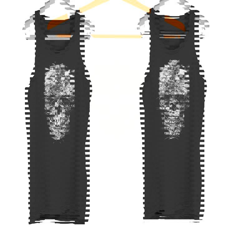 Akull But It's Cats Kitty スケルトン ハロウィン 猫 スカル タンクトップ