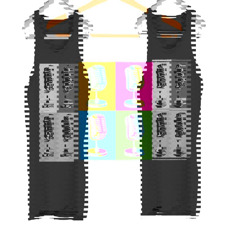Arte Pop Micrófono Amantes Y Artistas De La Música Camiseta sin mangas