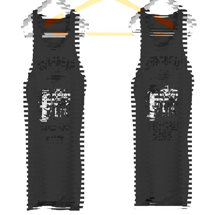 Beam Me Up Este Lugar Chupa Espacio Divertido Camiseta sin mangas