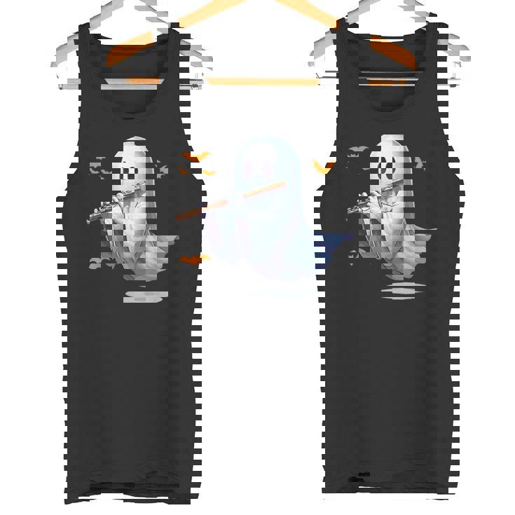 Boo Ghost Playing Flute Halloween Musical Instrument Tank Top