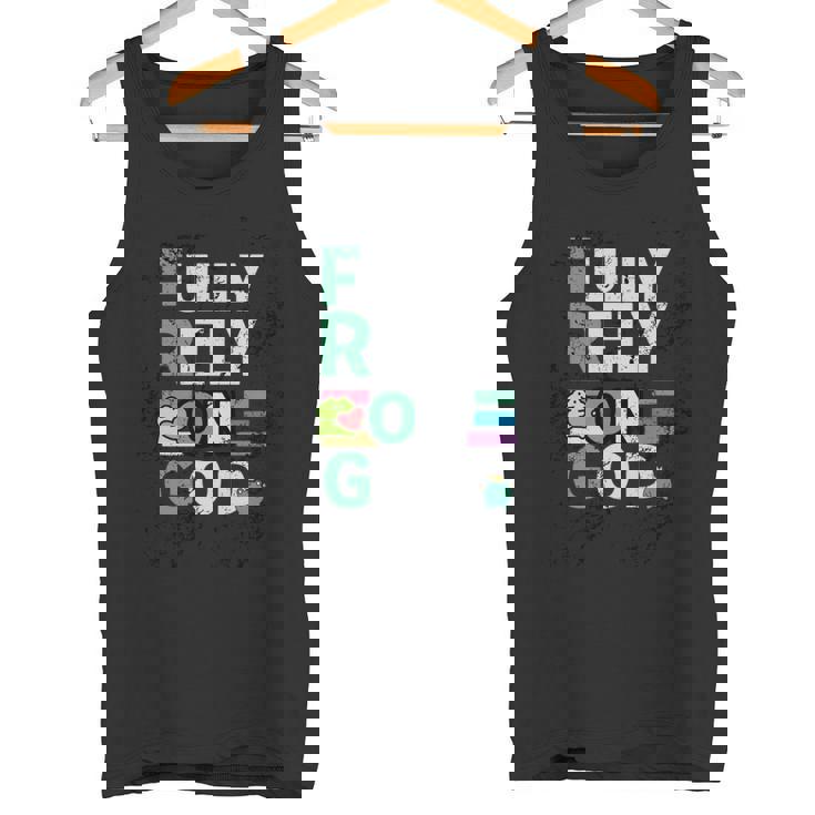 Frog Fully Rely On God 面白いレトロラブハートカエル愛好家 長袖tシャツ タンクトップ