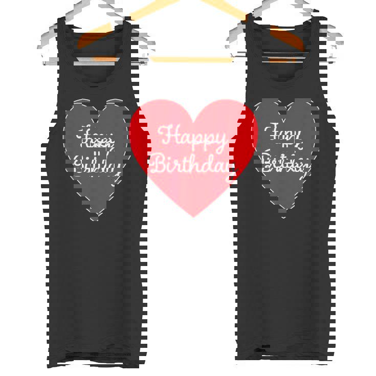 Happy Birthday ハッピーバースデー（お誕生日）ビッグハート サプライズイベント かわいい文字 デザイン タンクトップ