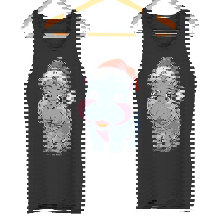 Joli Petit Hippopotame Chapeau De Père Noël Coloré Amusant Manche Longue Débardeur e