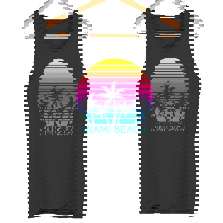 Miami Beach Florida Retrointage Atardeceracacionesiajes Manga Larga Camiseta sin mangas