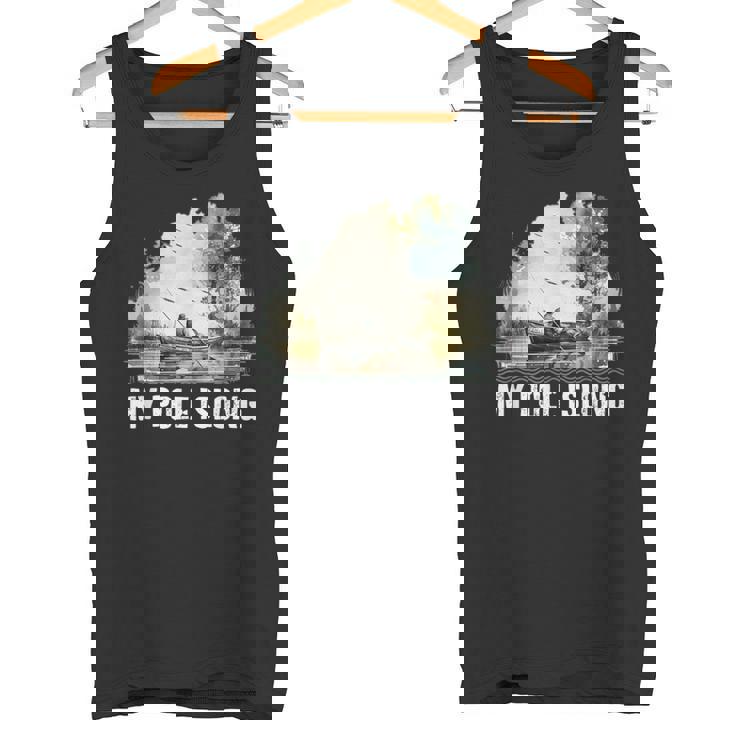 My Pole Is Long Fishing ハンティング フィッシャーマン ハンター 父の日 タンクトップ