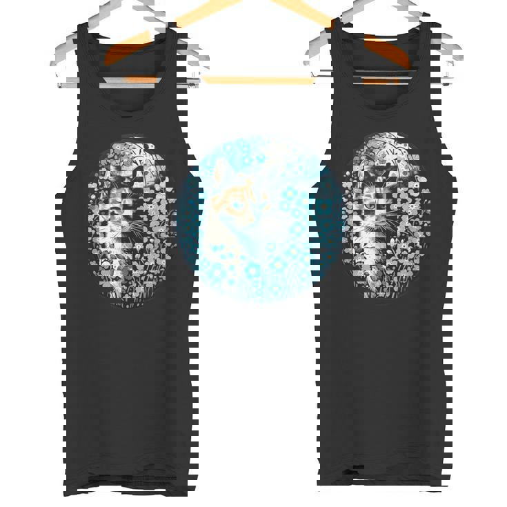 No Me Olvides De Flores Y Gato Calicó Camiseta sin mangas