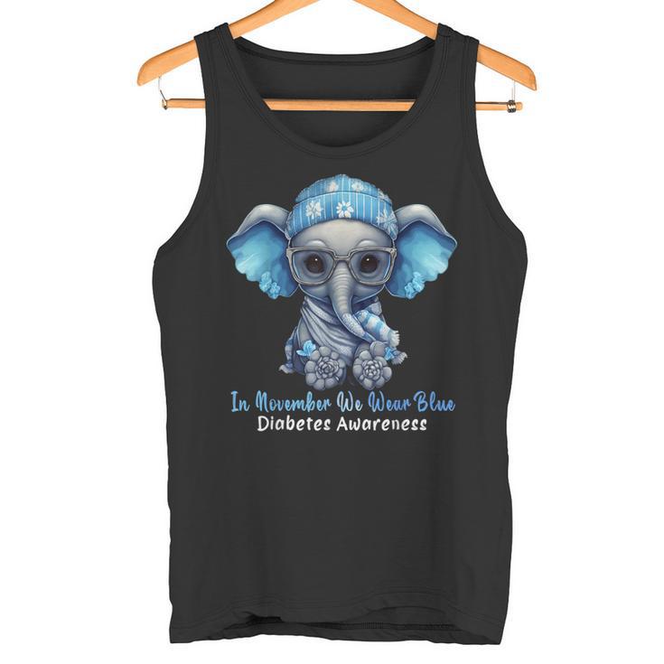 In November We Wear Blue Elephant Diabetes Awareness Tank Top