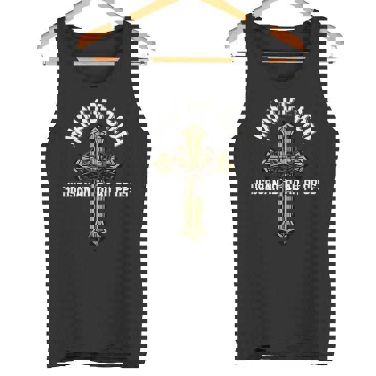 Proud Husband Dad Pops Father's Day Christian Cross Tank Top