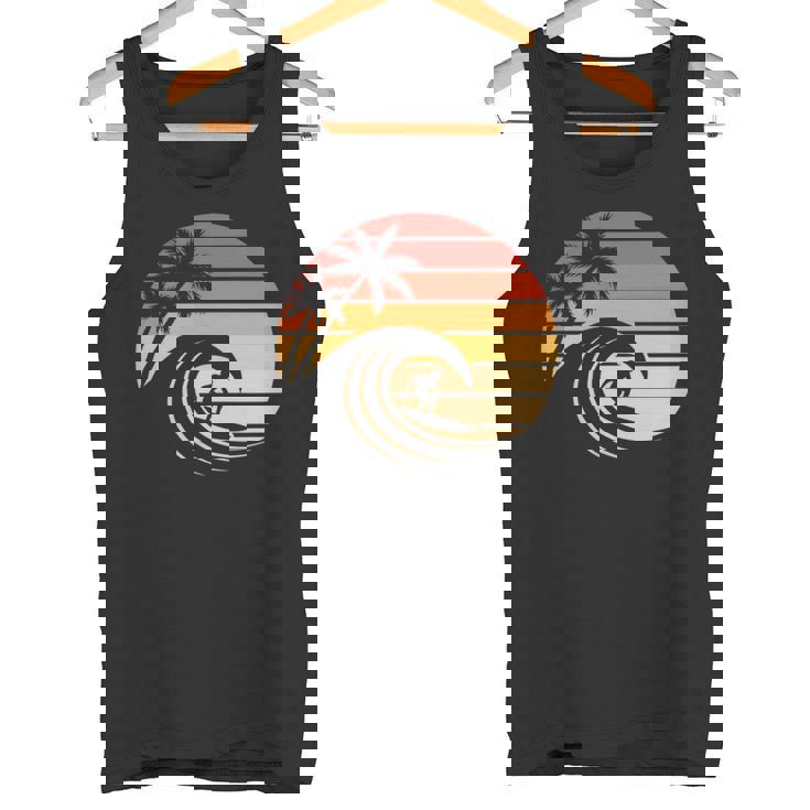 Retro Deurf Al Atardecer Intage Paraurfista De Playa Manga Larga Camiseta sin mangas