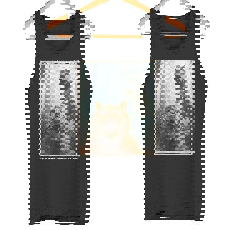 Selfie De Chat Avec Dinosaure Photo De Chat Effrayée Amusante Débardeur e