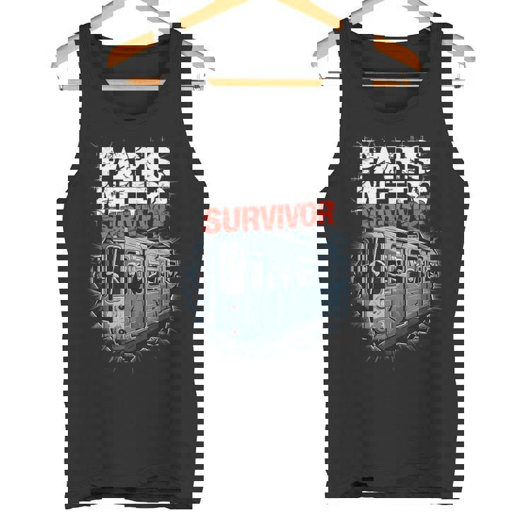 Superviviente Del Metro De Parísupervivienteuperpoblado Humor Tren Francia Camiseta sin mangas