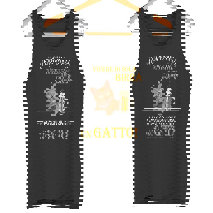 Un Uomo Non Puòivere Diola Birra Gatto Papà Gatti Canotta