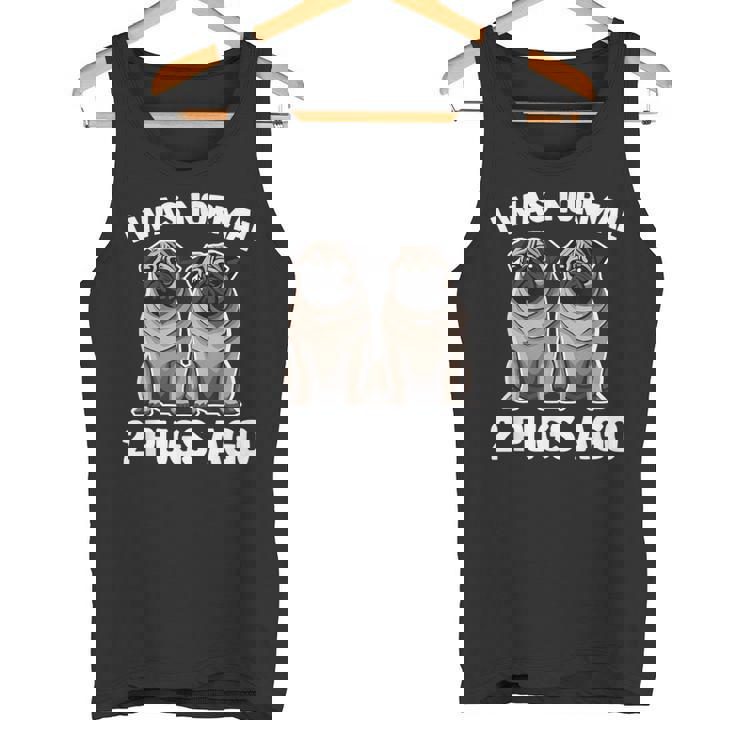 I Was Normal 2 Pugs Ago 面白い犬のパグオーナーパグ愛好家パグ タンクトップ