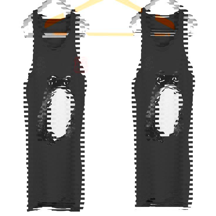 【かゑるまにあ】不機嫌な蛙 日本の侍カエル 浮世絵 かえる 日本禅美術 伝統芸術 松本奉時 ヴィンテージ タトゥーアート タンクトップ