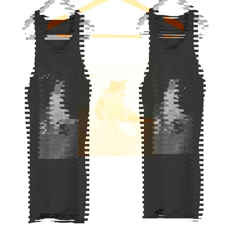 おもしろタバコ 子猫 喫煙 バカ ミーム ブレイン タンクトップ