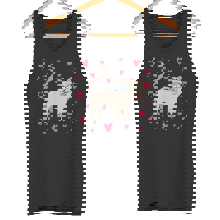 かわいいシャム猫プリント タンクトップ